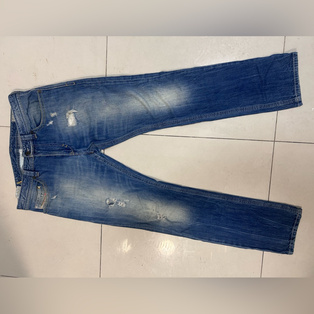 Diesel Men's Faded Blue Jeans